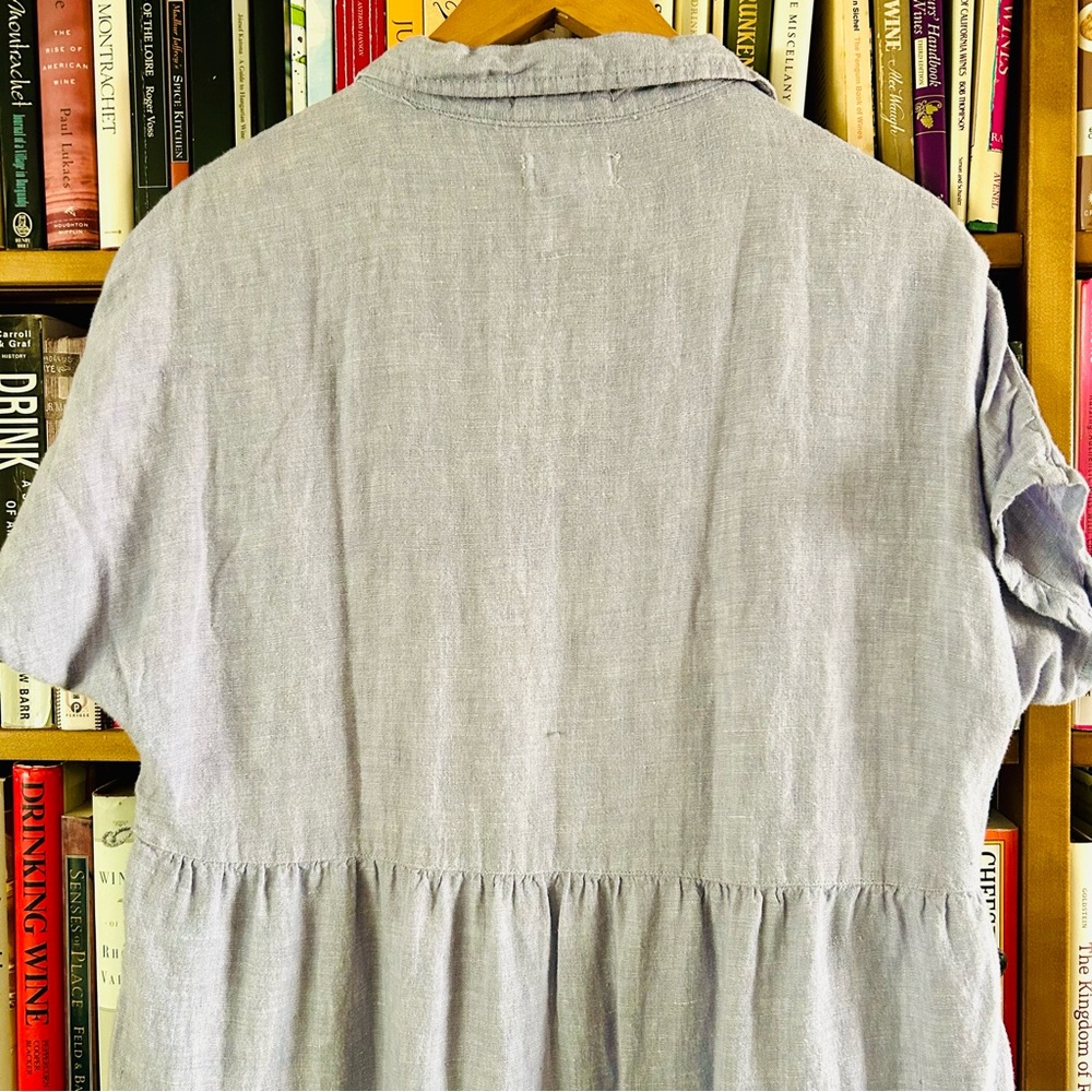 Cynthia Rowley 100% Linen Lavender Tiered A-line Button Down Shirt Dress, size M - Picture 9 of 10